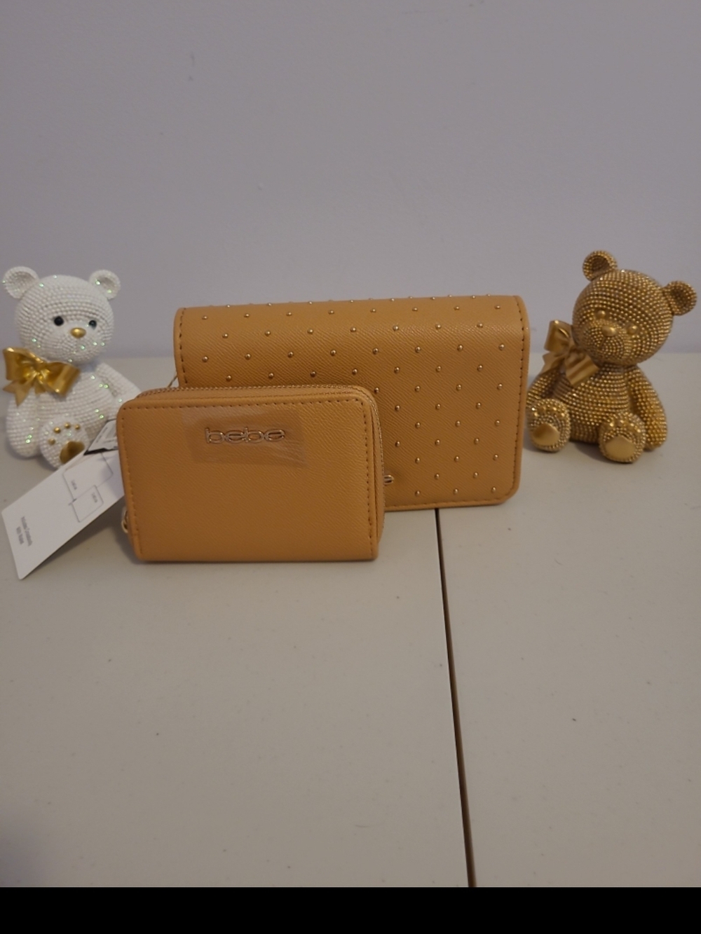 bebe Camel Studded Crossbody and Wallet Set
